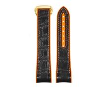 ROUREOX Corrège de Montre en Cuir avec Libération Rapide Bandes de Cuir Ajustables Bracelet de Remplacement pour Omega Seamaster Diver 300M Planet Ocean 600M-Orange + Noir + Or 22mm
