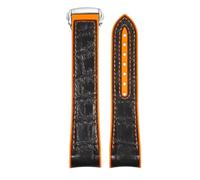 ROUREOX Corrège de Montre en Cuir avec Libération Rapide Bandes de Cuir Ajustables Bracelet de Remplacement pour Omega Seamaster Diver 300M Planet Ocean 600M-Orange + Noir + Argent 20mm