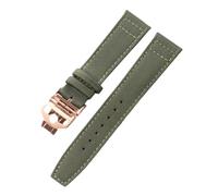 ROUREOX Corrège de Montre en Cuir et Nylon Fermeture Ajustable Bracelet de Remplacement pour IWC Big Pilot's Watch Edition Mark XVIII-Vert + Or Rose 22mm