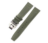 ROUREOX Corrège de Montre en Cuir et Nylon Fermeture Ajustable Bracelet de Remplacement pour IWC Big Pilot's Watch Edition Mark XVIII-Vert + Argent 22mm