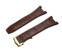 ROUREOX Corrège de Montre Homme en Cuir Authentique et Silicone Libération Rapide Fermeture en Métal Inoxydable et Bande de Remplacement pour Omega Constellation-Marron + Or