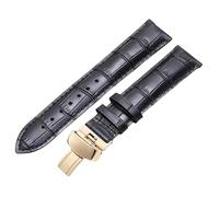 ROUREOX Courroies en Cuir allongées Bracelet de Remplacement Fermoir Papillon déployant Accessoires de Courroie pour Tissot Chemin des Tourelles-Noir + Or 19mm