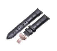 ROUREOX Courroies en Cuir allongées Bracelet de Remplacement Fermoir Papillon déployant Accessoires de Courroie pour Tissot Chemin des Tourelles-Noir + Or Rose 19mm