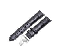 ROUREOX Courroies en Cuir allongées Bracelet de Remplacement Fermoir Papillon déployant Accessoires de Courroie pour Tissot Chemin des Tourelles-Noir + Argent 19mm