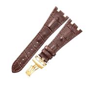 ROUREOX Cuir Authentique Bandes de Remplacement Boucle en Acier Inoxydable Bracelets de Montre Ajustables Fermoir Accessoires pour AUDEMARS PIGUET Royal Oak Offshore-Marron + Or