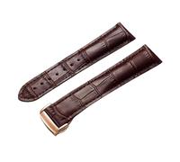 ROUREOX Cuir Authentique Bracelets de Montre de Remplacement Fermoir Papillon Cuir Artisanal Bracelets de Montre pour Omega Seamaster De Ville Speedmaster-Marron + Or Rose 22mm