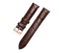 ROUREOX Cuir Authentique Bracelets de Remplacement Fermoir en Acier Inoxydable Bracelets de Montre Ajustables pour Omega Seamaster De Ville Speedmaster-Marron + Or Rose 22mm