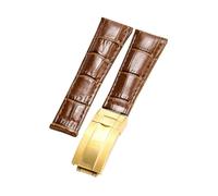 ROUREOX Doux Cuir Authentique Bande de Montre de Remplacement Cuir Lisse Boucle Pliante Bracelet de Montre Fermoir Pliant pour Rolex Cosmograph Daytona-Marron + Or