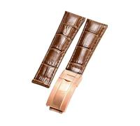 ROUREOX Doux Cuir Authentique Bande de Montre de Remplacement Cuir Lisse Boucle Pliante Bracelet de Montre Fermoir Pliant pour Rolex Cosmograph Daytona-Marron + Or Rose
