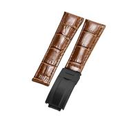 ROUREOX Doux Cuir Authentique Bande de Montre de Remplacement Cuir Lisse Boucle Pliante Bracelet de Montre Fermoir Pliant pour Rolex Cosmograph Daytona-Marron + Noir