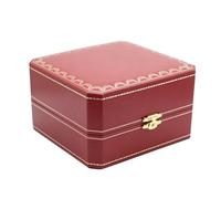 ROUREOX Étui Montre Rouge Classique Design Carré Détail Or Doublure Crème Emplacement Unique Organisateur pour Cartier Tank