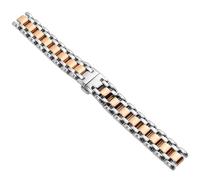 ROUREOX Femmes Métal Bracelet Montre Remplacement, Bracelet Montre, Boucle Papillon Acier Inoxydable pour Longines PrimaLuna L8 Collection-Argent Or Rose 16MM