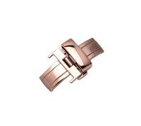 ROUREOX Fermoir de Remplacement pour Montre Double Bouton Poussoir Acier Inoxydable Boucle Papillon pour Seiko Tissot Omega CASIO-Or Rose 10mm