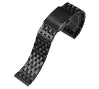 ROUREOX Hommes Acier Inoxydable Bracelet Montre Reemplacé, Métal Extrémité Droite, Accessoires de Réparation pour Sevenfriday/Aigle/Citizen-7 Perles Noires 22MM