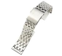 ROUREOX Hommes Acier Inoxydable Remplacement Bracelet Montre, 7 Perles Métal Interface Plate pour SevenFriday/AGELOCER-Argent 24MM