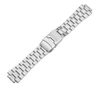 ROUREOX Hommes Métal Solide Bracelet Montre Remplacement, Acier Brossé Bande Déploiement Convexe pour Timex Tide TW2R55500/T2N720/T2N721/T2N739-Argent B 24 * 16MM