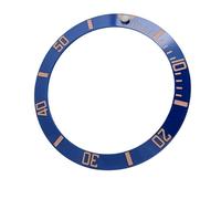 ROUREOX Insert de Lunette Céramique 38mm Inrayable, Bague de Rechange Modding & Réparations Montre pour Rolex Submariner Series-Bleu + Or Rose
