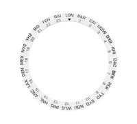 ROUREOX Insert de Lunette Céramique Incliné 38mm x 30,7mm - Anneau de Montre avec Villes Heure Mondiale Pièce Rechange - A13