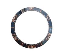 ROUREOX Insert de Lunette Céramique Poli, Bague de Rechange avec Marqueurs Lumineux pour Omega Seamaster 300 Collection-Bleu + Or Rose 41.5 * 32.7mm