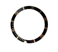 ROUREOX Insert de Remplacement Aluminium 37.5mm, Lunette en Alu, Accessoires Réparation Montre pour Rolex Submariner Date 16610LV-Noir + Or