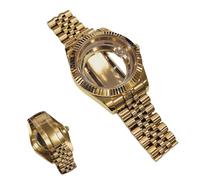 ROUREOX Kit Boîtier Montre Bracelet Or Plein 41mm Verre Saphir Cyclope Lunette Cannelée Mouvement Automatique Miyota 8285 pour Rolex Datejust-B 41MM