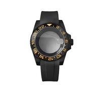 ROUREOX Kit Boîtier Montre Noir 40mm Acier PVD NH35 NH36, Bracelet Caoutchouc Lunette Céramique GMT Saphir Cyclope pour Rolex Submariner/GMT-Master - 1