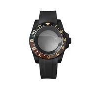 ROUREOX Kit Boîtier Montre Noir 40mm Acier PVD NH35 NH36, Bracelet Caoutchouc Lunette Céramique GMT Saphir Cyclope pour Rolex Submariner/GMT-Master - 6