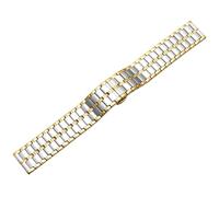 ROUREOX Métal Bande Montre Remplacement, Extrémité Droite, 316L Acier Inoxydable Déploiement pour Tissot/Longines/Omega/Casio/Fiyta-Argent Or 22MM