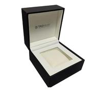 ROUREOX Noire Carrée Boîte Montre Unique Emplacement Rangement Coffret Crème Intérieur avec Extérieur Emballage Et Transport Sac Complet Ensemble pour TAG Heuer