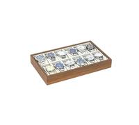 ROUREOX Plateau Support Montre Bois Marron Étui Display Rangement Montres Multiples Intérieur Doux Organisateur Set pour Rolex/Omega/Cartier - 33.4 * 20.5 * 4.5cm