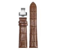 ROUREOX Réglable Bracelet Montre Cuir Authentique Fermoir Pliant Bracelet Montre Cuir Souple Accessoires pour Tissot 1853 Le Locle Stylis-T T410 Carson T410-Marron + Argent 20mm