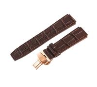 ROUREOX Sangle de Montre Cuir 23mm Grain Alligator Bande de Remplacement avec Fermoir Papillon Déployant pour FIYTA Interstellar Series-Noir + Or Rose