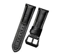 ROUREOX Sangle de Montre Vintage en Cuir Vieilli 22mm, Bracelet de Remplacement avec Boucle Robuste pour Panerai Radiomir & Luminor Series-Noir A + Blanc + Noir 22mm