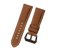 ROUREOX Sangle de Montre Vintage en Cuir Vieilli 22mm, Bracelet de Remplacement avec Boucle Robuste pour Panerai Radiomir & Luminor Series-Marron B+Noir 22mm
