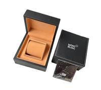 ROUREOX Set Boîte Montre Carrée Finition Noir Mat Doublure Tissu Fauve Sac Cadeau Livret Informatif Carton pour Montblanc Heritage