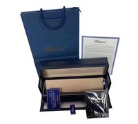 ROUREOX Set Boîte Montre Fine Femme Bleu Nuit Étui Similicuir Long Présentation Bijoux Sac Documentation pour Chopard Happy Diamonds