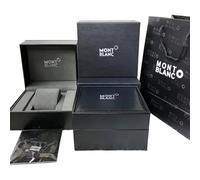 ROUREOX Set Boîte Rangement Exposition Montre Extérieur Noir Mat Intérieur Gris Étui Emplacement Unique Sac pour Montblanc Classic