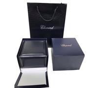 ROUREOX Set Cadeau Montre Complet Bleu Nuit Organisateur Emplacement Unique Sac Crocodile Noir Manuel Carte pour Chopard L.U.C