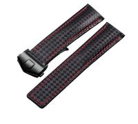 ROUREOX Texture Fibre de Carbone Bracelet en Cuir Authentique Courroies de Remplacement Fermoir Pliant pour T-A-G H-E-U-E-R F1-Noir 24mm