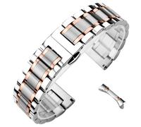 ROUREOX Universal Bracelet Montre Métallique, Extrémité Courbe et Droite, Unisex Acier Inoxydable Bracelet Remplacement pour Longines Master Collection-Argent Or Rose 24MM