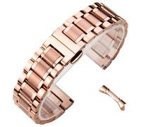 ROUREOX Universal Bracelet Montre Métallique, Extrémité Courbe et Droite, Unisex Acier Inoxydable Bracelet Remplacement pour Longines Master Collection-Or Rose 24MM