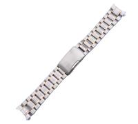 ROUREOX Universel 5 Perles Solide Bracelet de Montre Acier, Métal Bracelet, Fermoir Papillon, Extrémité Courbe Accessoires-Argent Or Rose 18MM