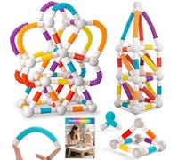 ROUSKY Jouet de construction magnétique, 66 pièces, 24 boules et 42 tiges flexibles, jouet éducatif STEM pour enfants à partir de 3 ans, 23,8 x 16,5 x 16 cm (66PCS)
