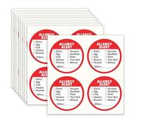 Rousrie Lot de 512 autocollants d'alerte allergique, étiquettes adhésives rouges avec liste de contrôle des allergènes, vinyle transparent, surface inscriptible pour la sécurité alimentaire, alerte