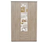 Rousseau Armoire Marc avec Miroir - 3 Portes & 2 tiroirs - Chêne Sonoma