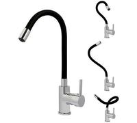 ROUSSEAU Robinet mitigeur de cuisine Køben - Sans douchette - Mémoire de forme - Gris et noir