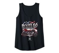 Route 66 Drapeau américain et Moto Débardeur, Femme, Noir, M