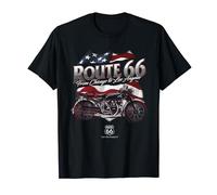 Route 66 Drapeau américain et moto T-Shirt