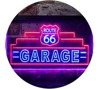 Route 66 Garage Dual Color LED Enseigne Lumineuse Neon Sign Rouge et bleu 600 x 400mm st6s64-i3308-rb