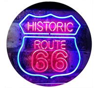 Route 66 Historic US The Mother Road Decoration Dual Color LED Enseigne Lumineuse Neon Sign Bleu et rouge 300 x 210mm st6s32-i2371-br